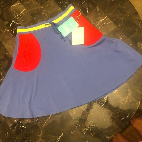 Stephen Burrows 20th Anniversary NWT Blue w red & yellow Mini Flare Skirt Size S - Picture 4 of 9